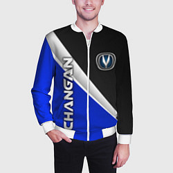 Бомбер мужской Чанган - синий и черный, цвет: 3D-белый — фото 2