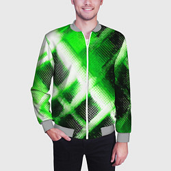 Бомбер мужской Зелёная сеть на чёрном фоне, цвет: 3D-меланж — фото 2