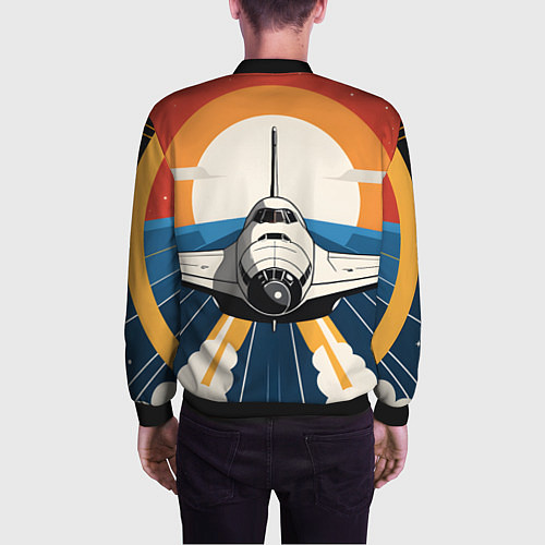 Мужской бомбер Скоростной ретро самолет / 3D-Черный – фото 4