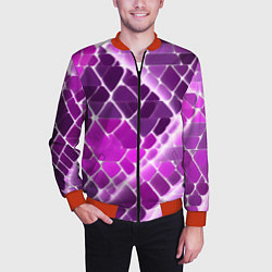 Бомбер мужской Фиолетовые рельефные плитки и белое свечение, цвет: 3D-красный — фото 2