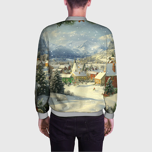 Мужской бомбер Дух рождества / 3D-Меланж – фото 4