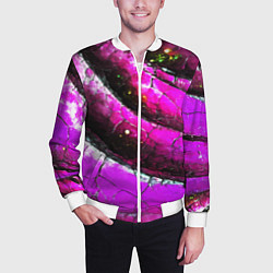 Бомбер мужской Розовая волнистая абстракция, цвет: 3D-белый — фото 2