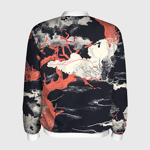 Мужской бомбер Паттерн с деревьями в японском стиле - нейросеть / 3D-Белый – фото 2