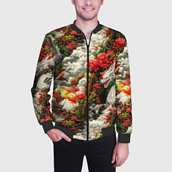 Бомбер мужской Дракон в небесном храме - нейросеть, цвет: 3D-черный — фото 2