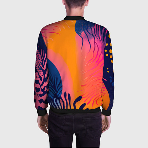 Мужской бомбер Векторная абстракция с растениями - нейросеть / 3D-Черный – фото 4