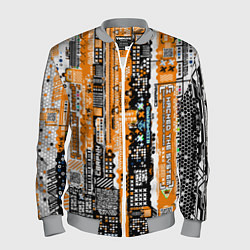 Мужской бомбер Киберпанк паттерн жёлтый