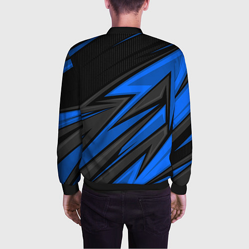 Мужской бомбер Exeed - синяя абстракция / 3D-Черный – фото 4