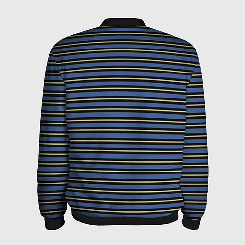 Мужской бомбер Тёмно-синий с бежевой полосой / 3D-Черный – фото 2