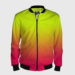Бомбер мужской Градиент салатовый в розовый, цвет: 3D-черный