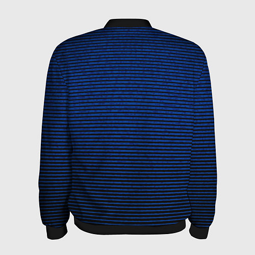 Мужской бомбер Синий текстурированный в чёрную полоску / 3D-Черный – фото 2