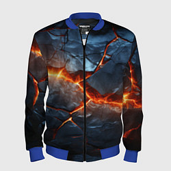 Бомбер мужской Черная треснутая плита - текстура, цвет: 3D-синий