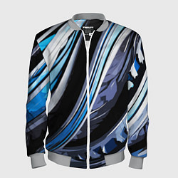 Мужской бомбер Волнистая чёрно-синяя абстракция