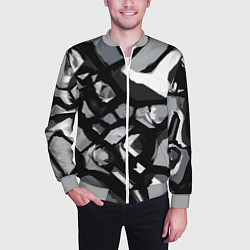 Бомбер мужской Чёрно-серая абстракция, цвет: 3D-меланж — фото 2