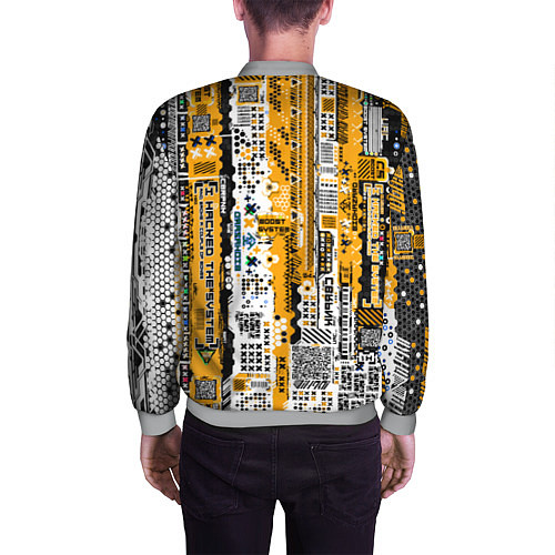 Мужской бомбер Cyberpunk pattern yellow / 3D-Меланж – фото 4