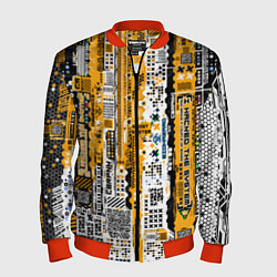 Бомбер мужской Cyberpunk pattern yellow, цвет: 3D-красный