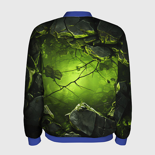 Мужской бомбер Зеленые разбитые плиты / 3D-Синий – фото 2