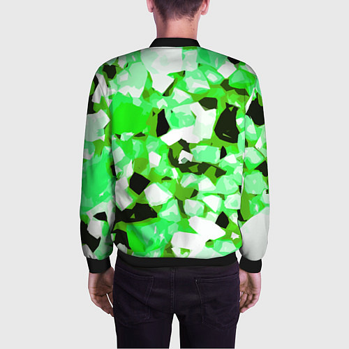 Мужской бомбер Green and white abstraction on a black background / 3D-Черный – фото 4