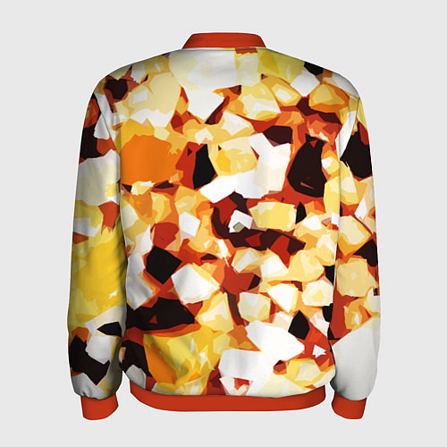 Мужской бомбер Жёлто-белая абстракция на чёрном фоне / 3D-Красный – фото 2