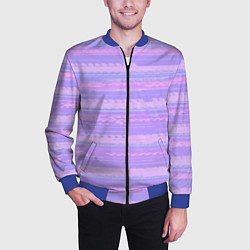 Бомбер мужской Нежный сиреневый полосатый, цвет: 3D-синий — фото 2