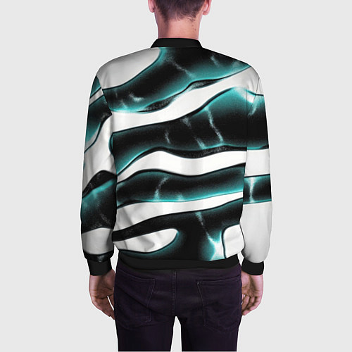 Мужской бомбер Абстрактный черно-зеленый камуфляж / 3D-Черный – фото 4