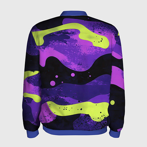 Мужской бомбер Черно-фиолетовый камуфляж и золотой герб РФ / 3D-Синий – фото 2