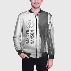 Бомбер мужской Marilyn Manson - white gradient по-вертикали, цвет: 3D-черный — фото 2