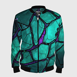 Мужской бомбер Зеленые плиты с фиолетовым разломом