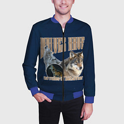 Бомбер мужской Волки в ночи, цвет: 3D-синий — фото 2