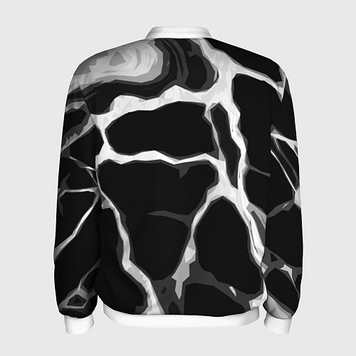 Мужской бомбер Белые абстрактные полосы на чёрном фоне / 3D-Белый – фото 2