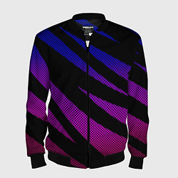 Мужской бомбер Сине-розовый абстракция с полосами