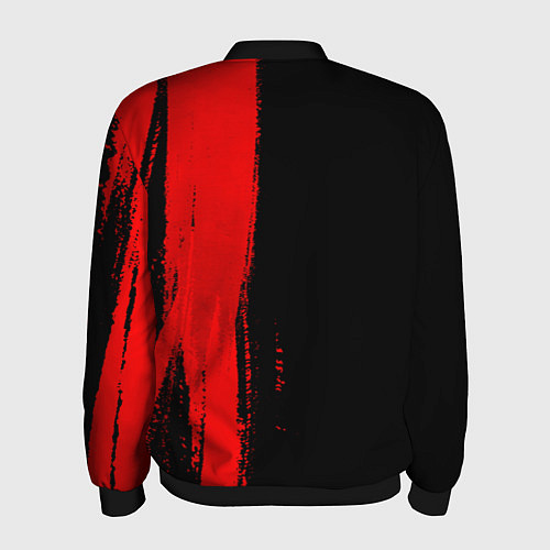 Мужской бомбер Asking Alexandria - red gradient по-вертикали / 3D-Черный – фото 2
