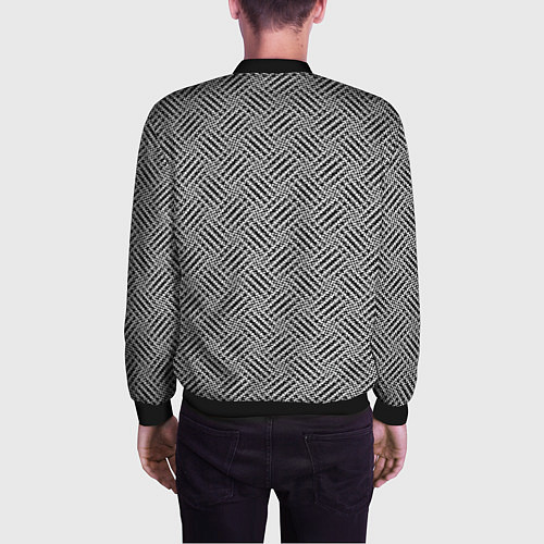 Мужской бомбер Чёрно-белая текстура узор / 3D-Черный – фото 4