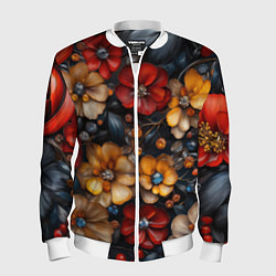 Мужской бомбер Объемные бутоны цветов