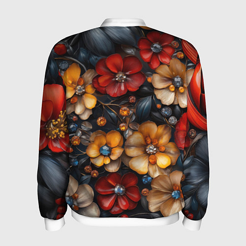 Мужской бомбер Объемные бутоны цветов / 3D-Белый – фото 2