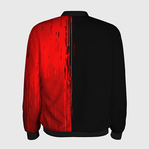 Мужской бомбер Demon Slayer - red gradient по-вертикали / 3D-Черный – фото 2