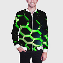 Бомбер мужской Neon Honeycombs, цвет: 3D-белый — фото 2