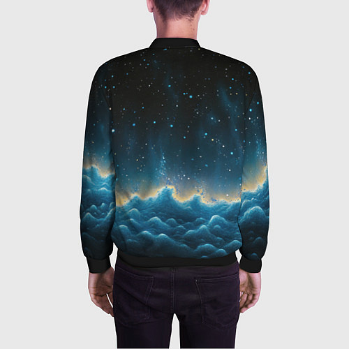 Мужской бомбер Облака и черное небо текстура / 3D-Черный – фото 4