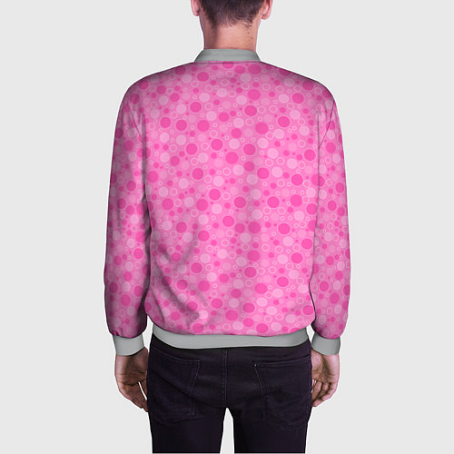 Мужской бомбер Малиново розовые пузыри и горохи / 3D-Меланж – фото 4