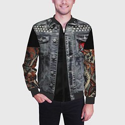 Бомбер мужской Джинсовка с татуировками самурай киберпанк, цвет: 3D-черный — фото 2