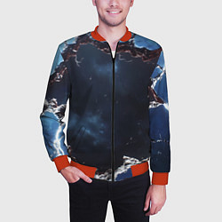 Бомбер мужской Объемная дыра в стене текстура, цвет: 3D-красный — фото 2