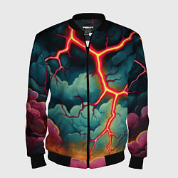 Бомбер мужской Молнии в виде разлома, цвет: 3D-черный