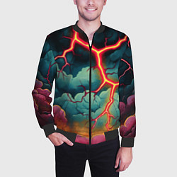Бомбер мужской Молнии в виде разлома, цвет: 3D-черный — фото 2