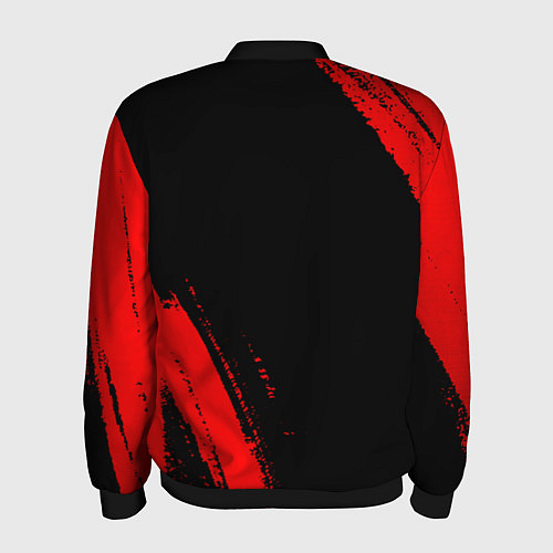 Мужской бомбер Real Madrid - red gradient вертикально / 3D-Черный – фото 2