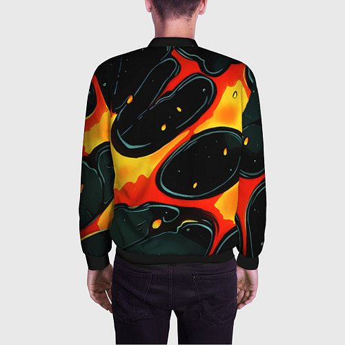 Мужской бомбер Оранжевые разломы текстура / 3D-Черный – фото 4