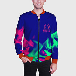 Бомбер мужской Nirvana fire neon, цвет: 3D-красный — фото 2