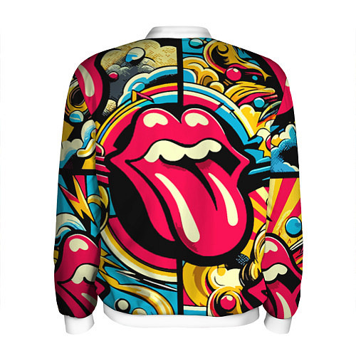 Мужской бомбер Rolling Stones logo - pop art pattern / 3D-Белый – фото 2