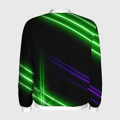 Мужской бомбер Green pink purple line / 3D-Белый – фото 2