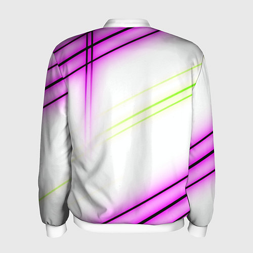 Мужской бомбер Green white pink line / 3D-Белый – фото 2
