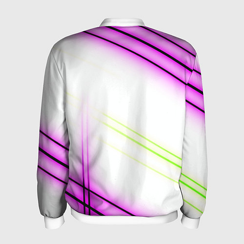 Мужской бомбер Green white pink line / 3D-Белый – фото 2
