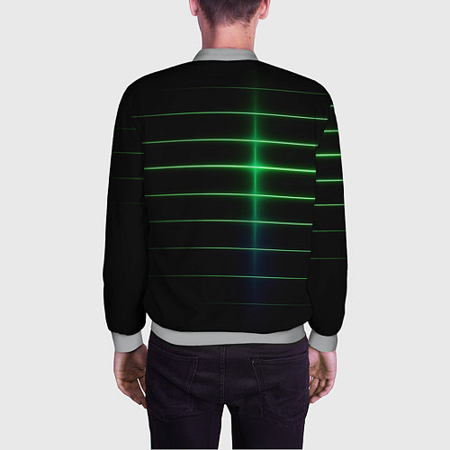 Мужской бомбер The line is green and black / 3D-Меланж – фото 4